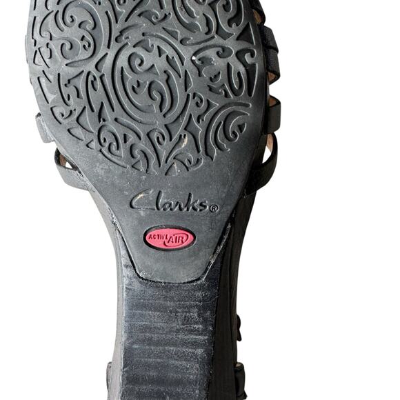 Clarks Artisan Women's Erda Wedge Leather Strappy Sandal Woven Open Toe - 7.5 - Picture 7 of 8